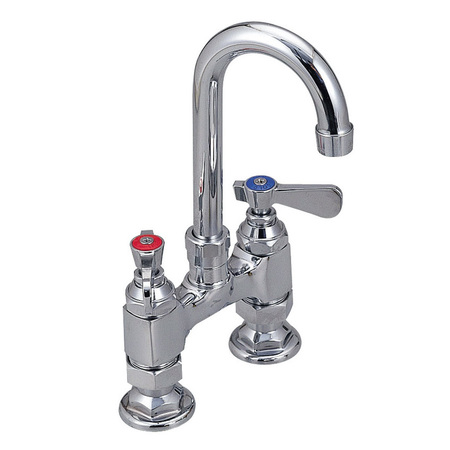 BK RESOURCES Optiflow Heavy Duty Faucet, 5" Gooseneck Spout, 4" O.C. Deck Mount BKF4HD-5G-G